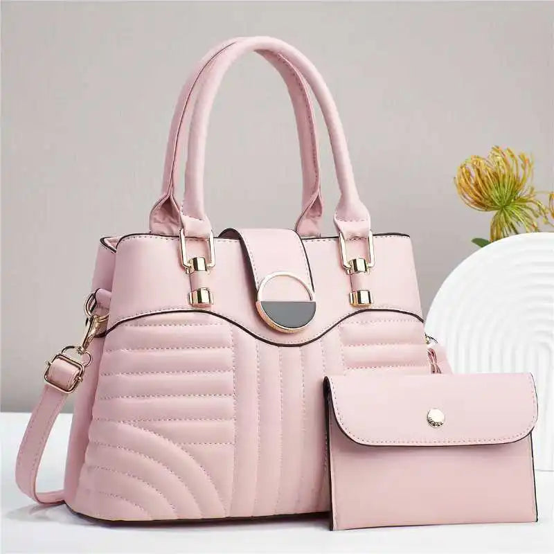 Elegant PU Leather Handbag Set – 2-Piece Tote & Matching Wallet