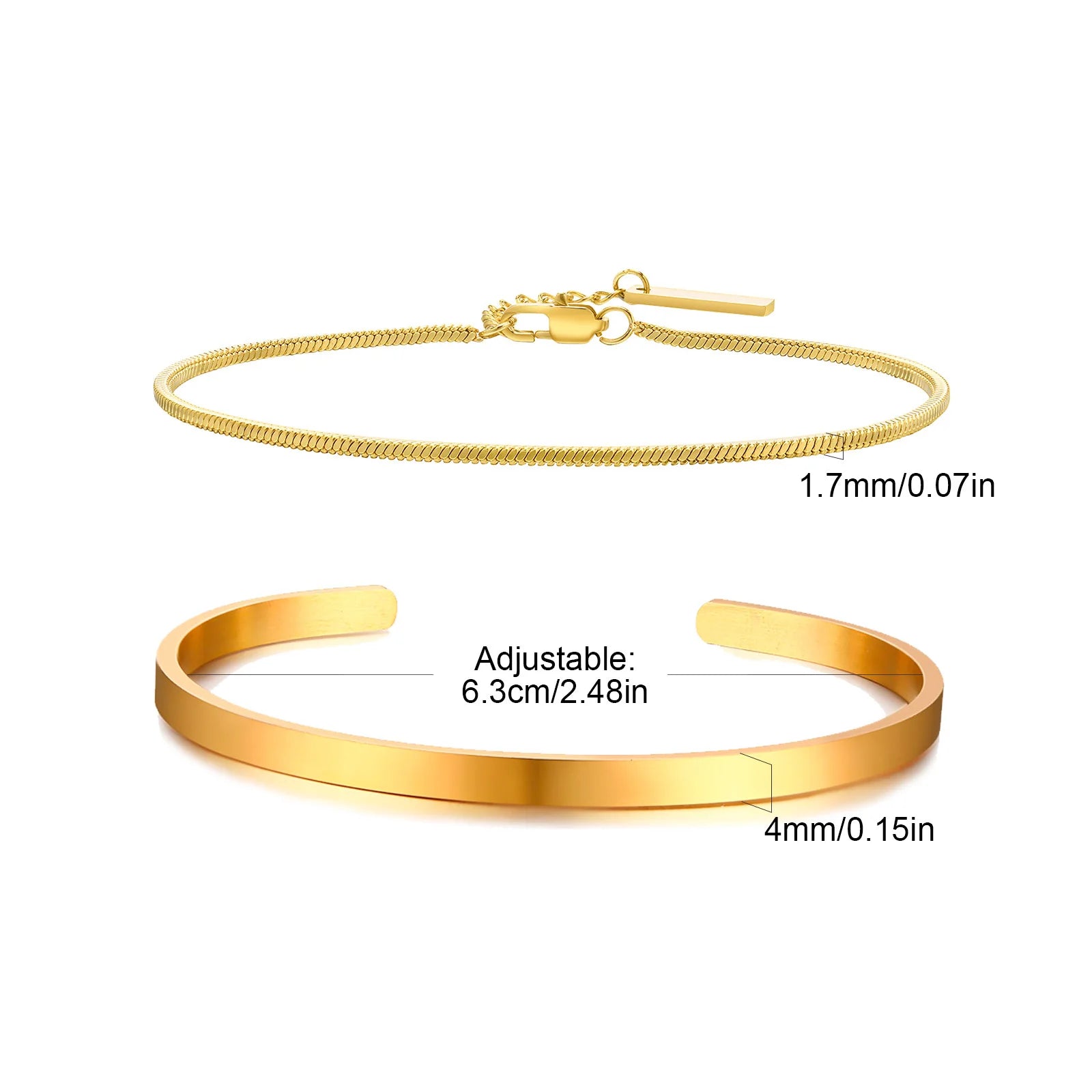 EternaSteel™ Dual Bracelet Set – Minimalist Cuff & Classic Chain Link