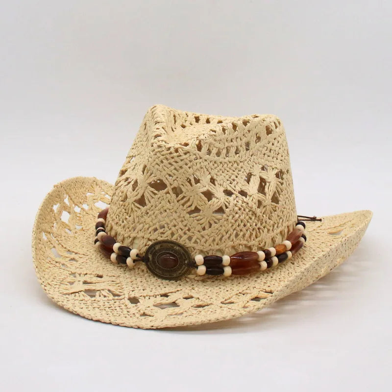 Boho Seashell Western Straw Hat