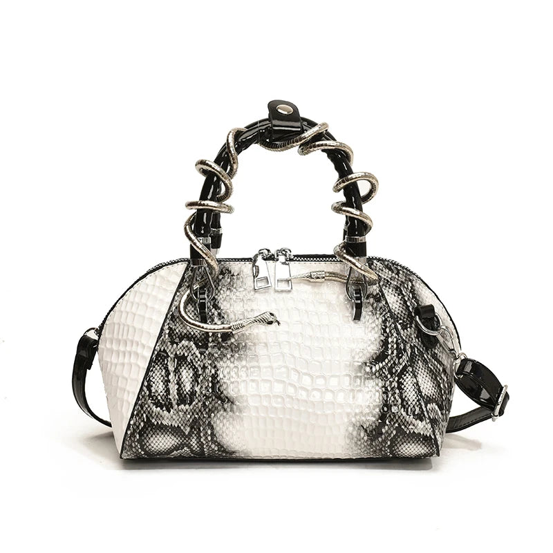 MOODS Designer Croc-Embossed Shell Bag