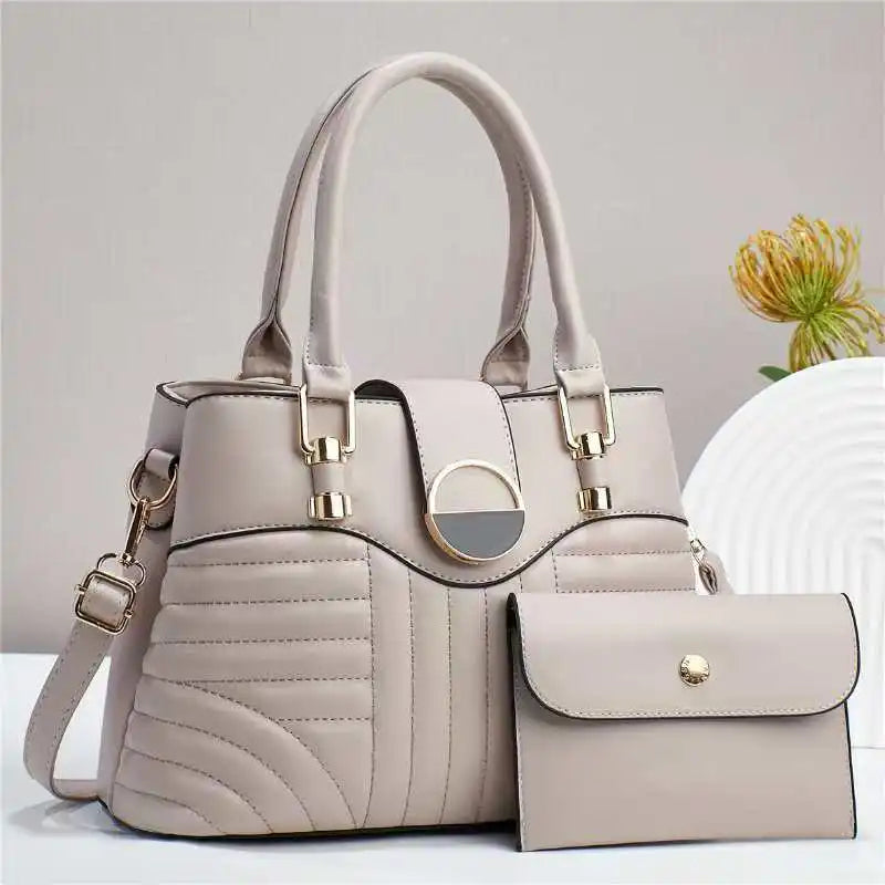 Elegant PU Leather Handbag Set – 2-Piece Tote & Matching Wallet