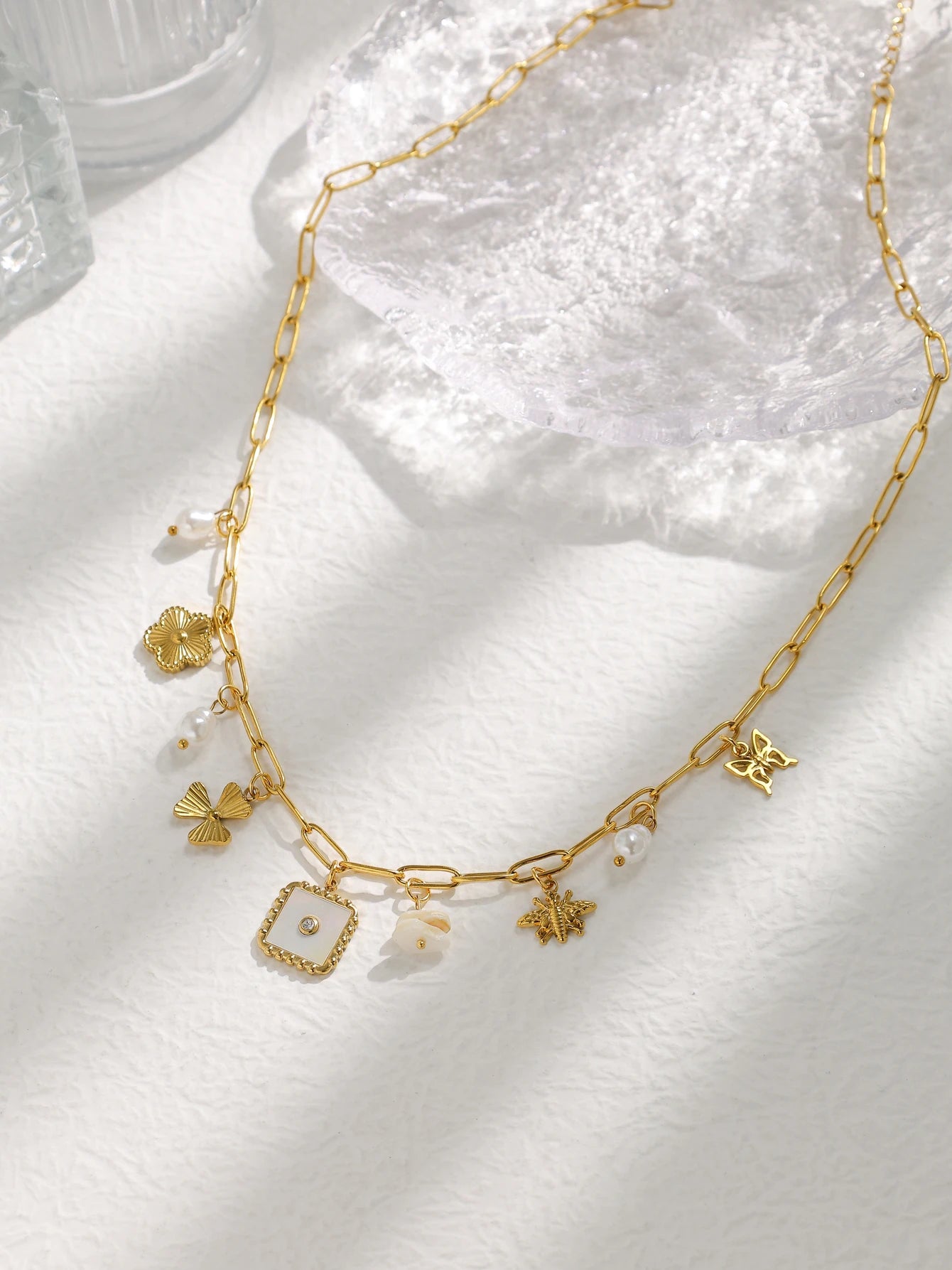 Golden Nature Charm Necklace