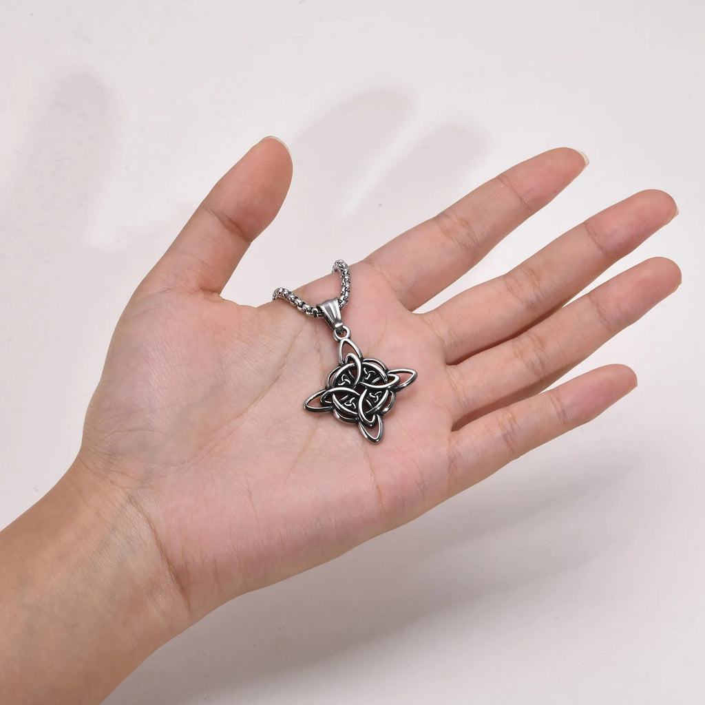Stainless Steel Celtic Knot Pendant Necklace – Vintage Nordic Triquetra Amulet