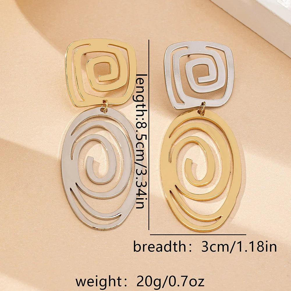 Spiral Muse Statement Earrings – Gold & Silver Duo