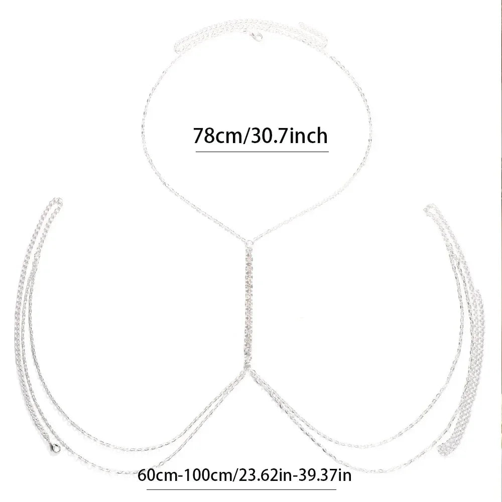 Rhinestone Body Chain Bra