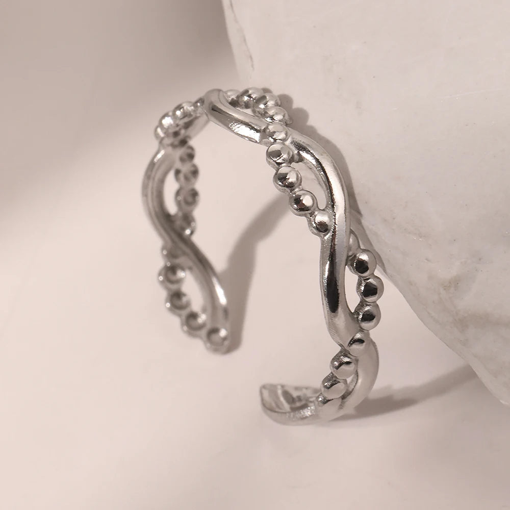 Geometric Hollow Open Ring – Gold-Tone Stainless Steel