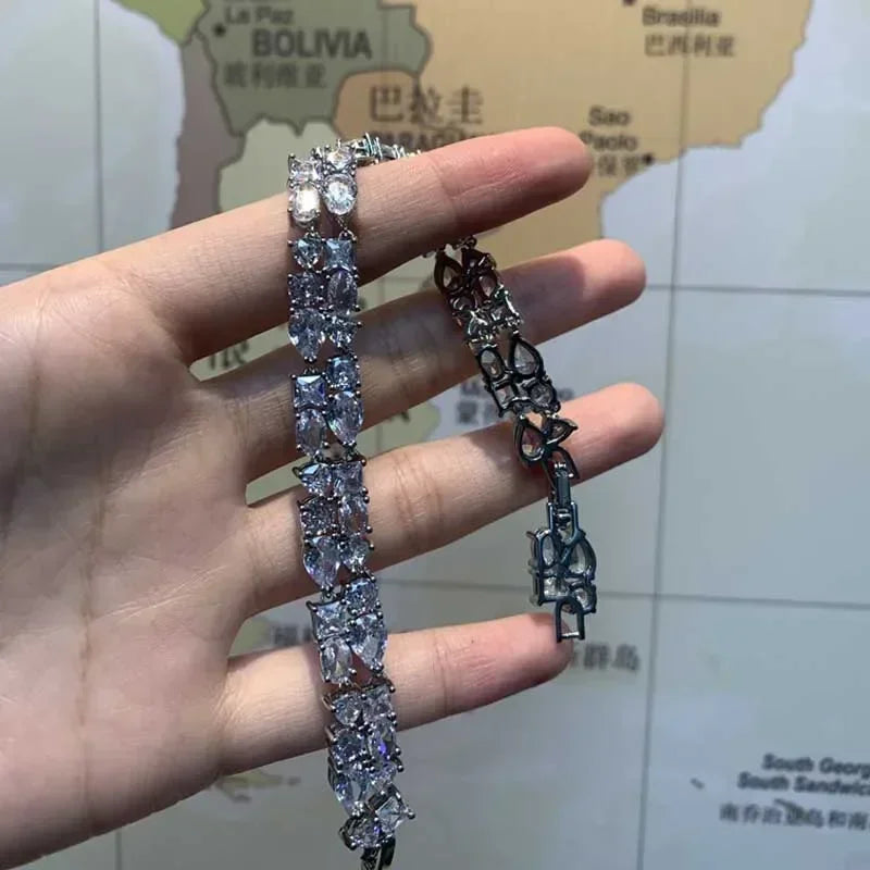 Elegant Anniversary Jewelry Set - Crystal Necklace, Earrings & Bracelet forWomen