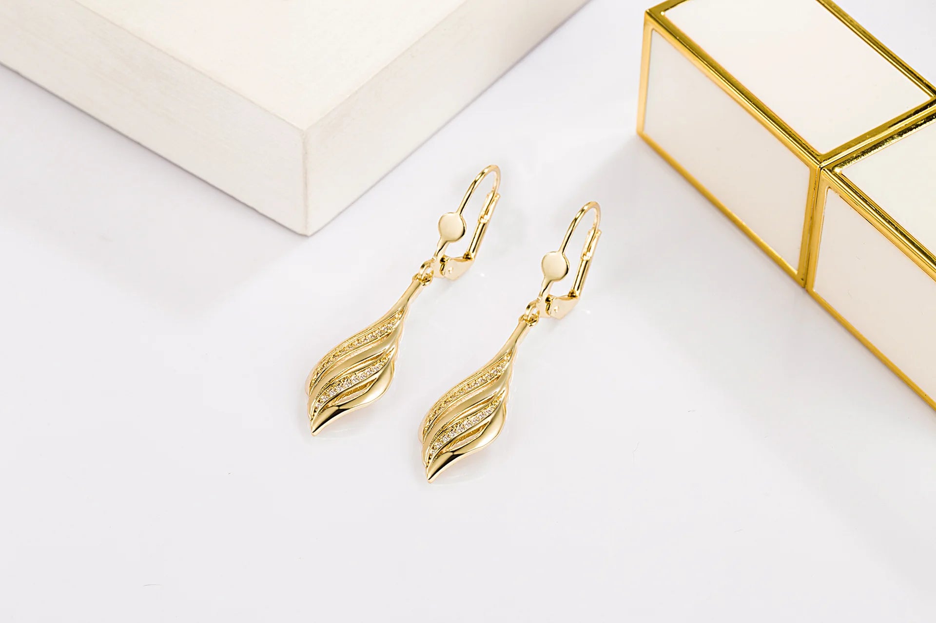 Luna Drop – Elegant Gold finish Leaf Earrings for Women