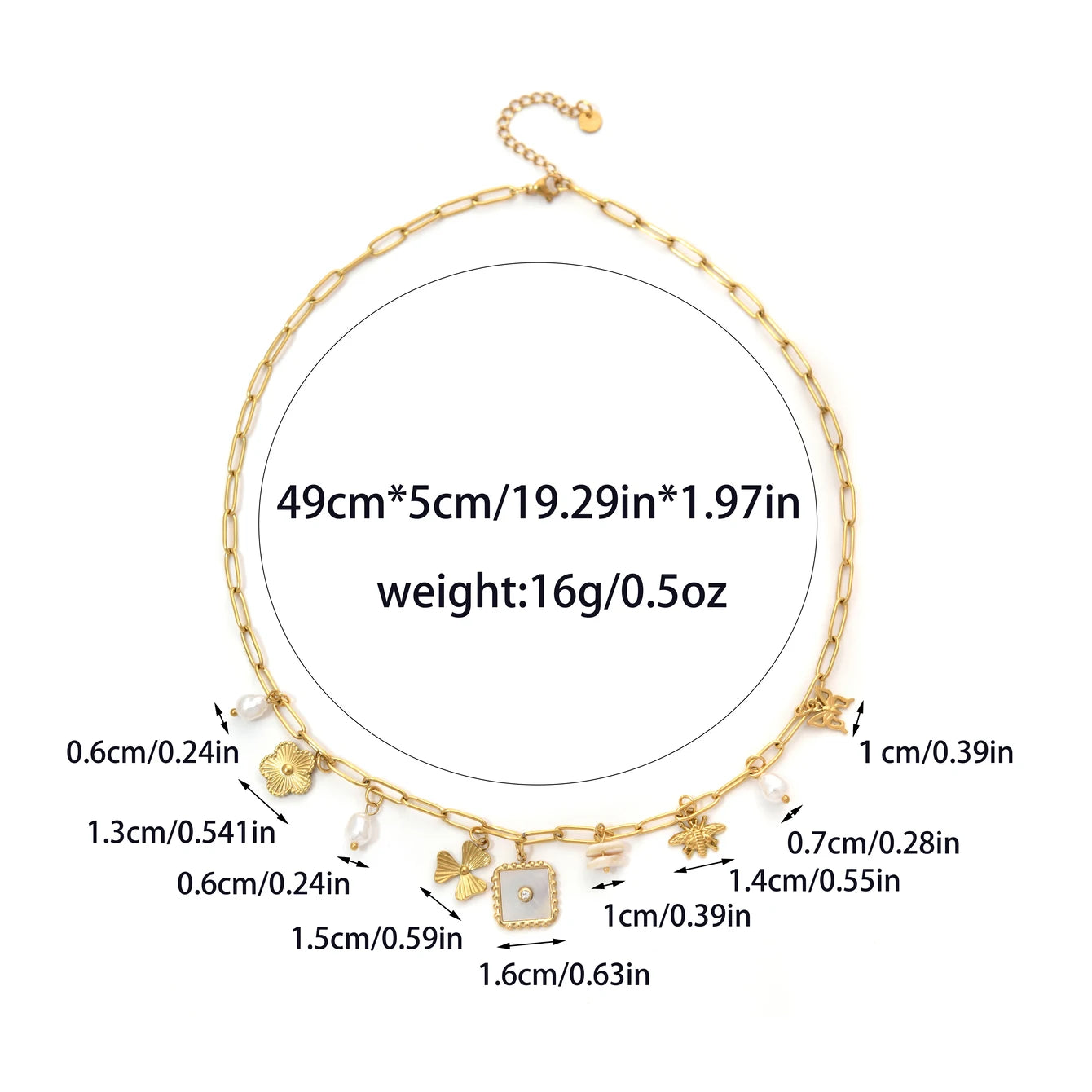 Golden Nature Charm Necklace
