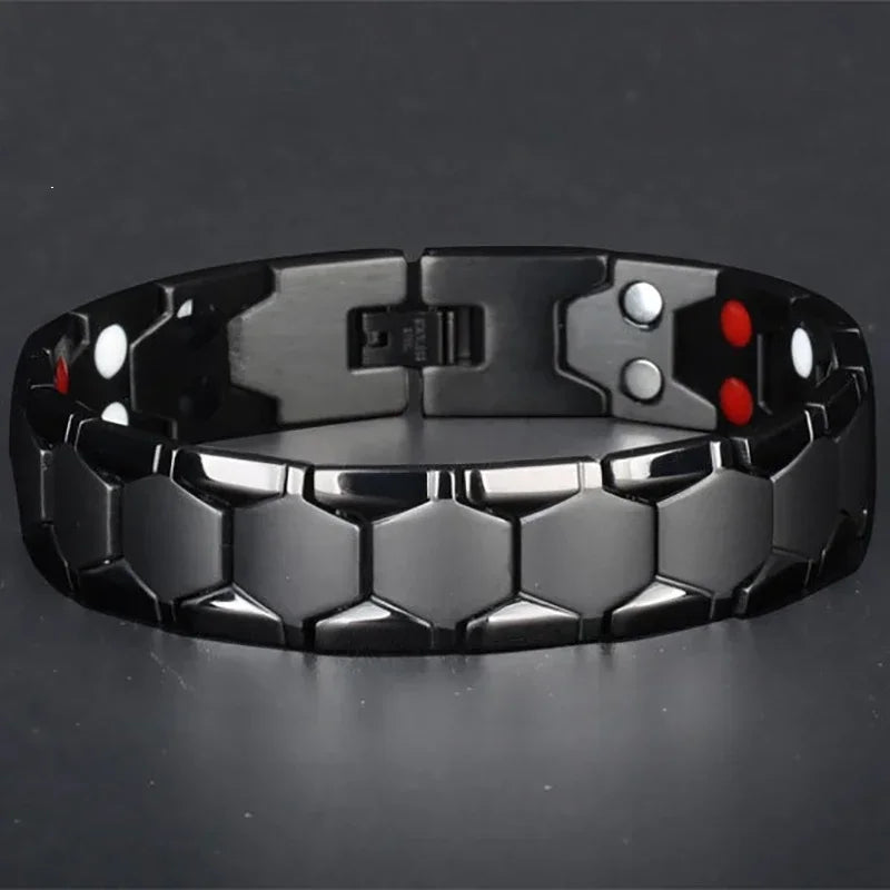 Black Stainless Steel Magnetic Therapy Bracelet