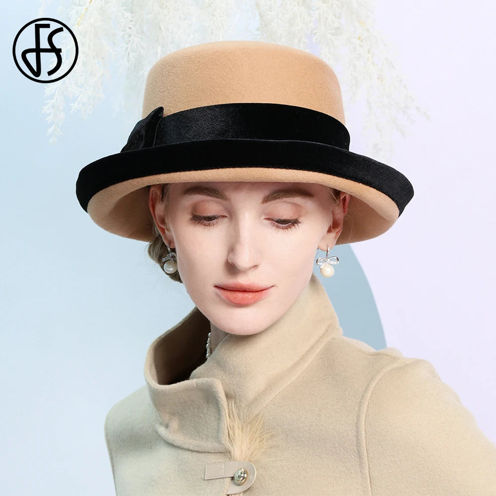 FS Elegant Camel Wool Felt Fedora