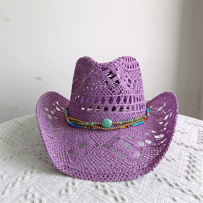 Shell Malan Retro Straw Cowboy Hat - 28 Color Option
