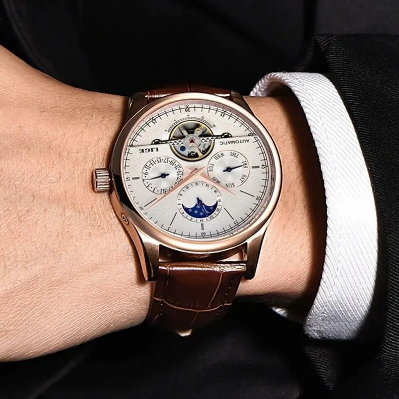 LIGE Prestige Tourbillon Automatic Watch – Moonphase
