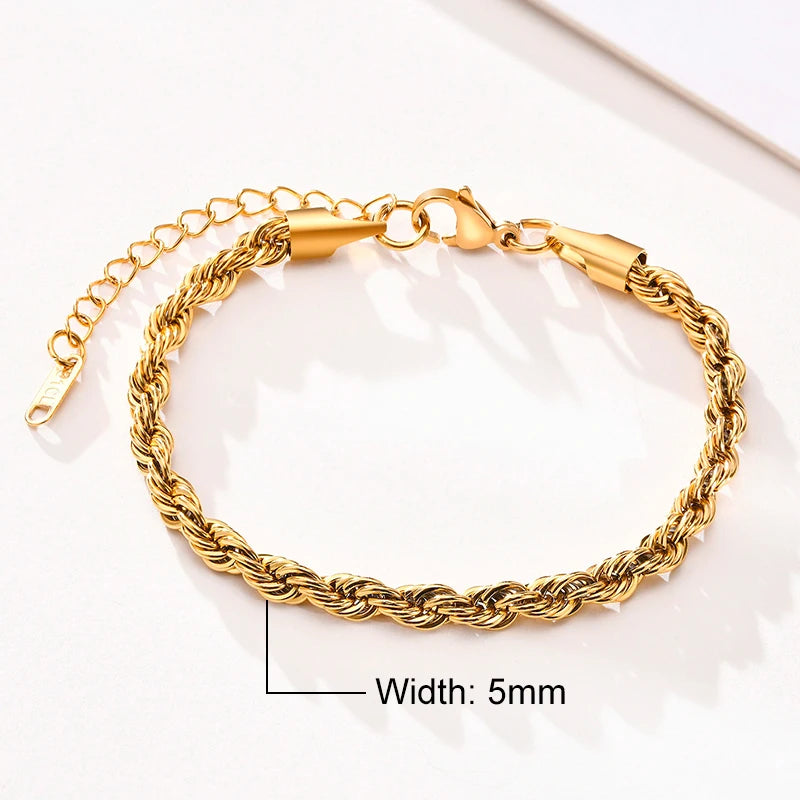 Vnox Rope Unisex Chain Bracelet
