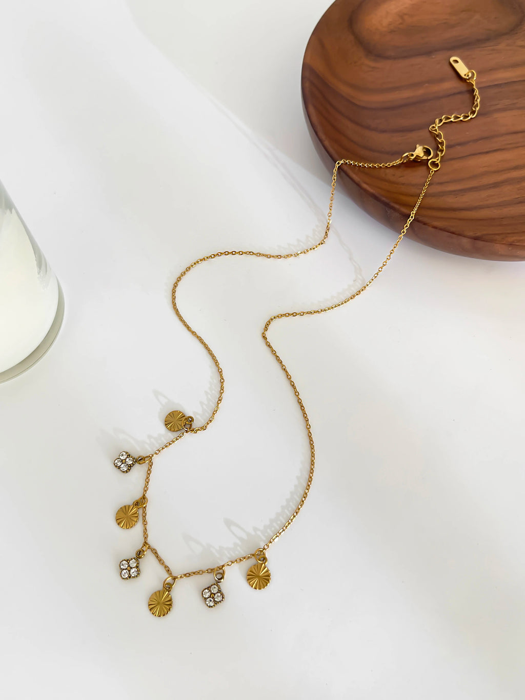 Peri'sbox 18K Gold Stainless Steel Tassel Choker Necklace – Elegant Geometric Disc Design