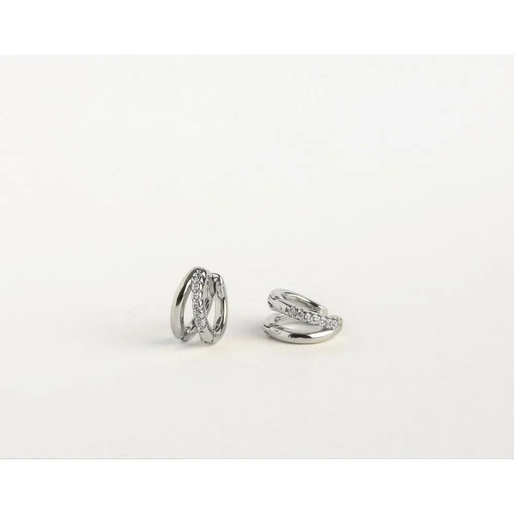 Gold Hoop Earrings – Round Zinc Alloy Hoops with Crystal Detail