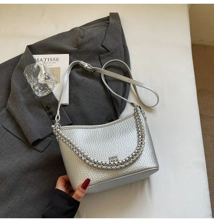 BS - Elegant PU Leather Tote Bag with Chain Strap