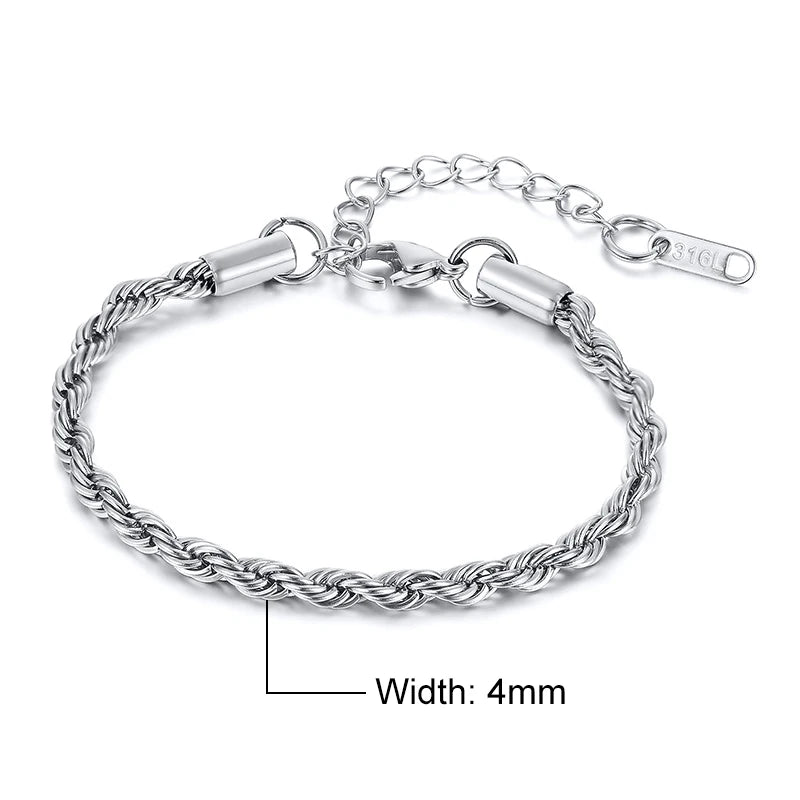Vnox Rope Unisex Chain Bracelet