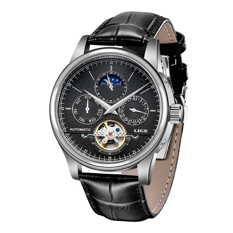 LIGE Prestige Tourbillon Automatic Watch – Moonphase