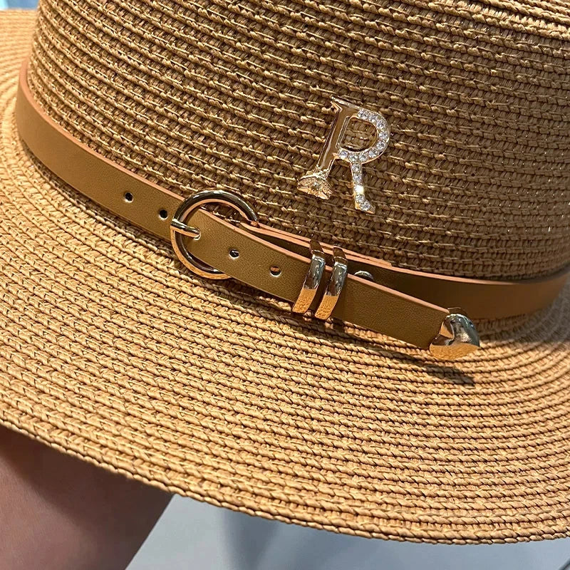 Soleil Elegance Flat Top Straw Hat