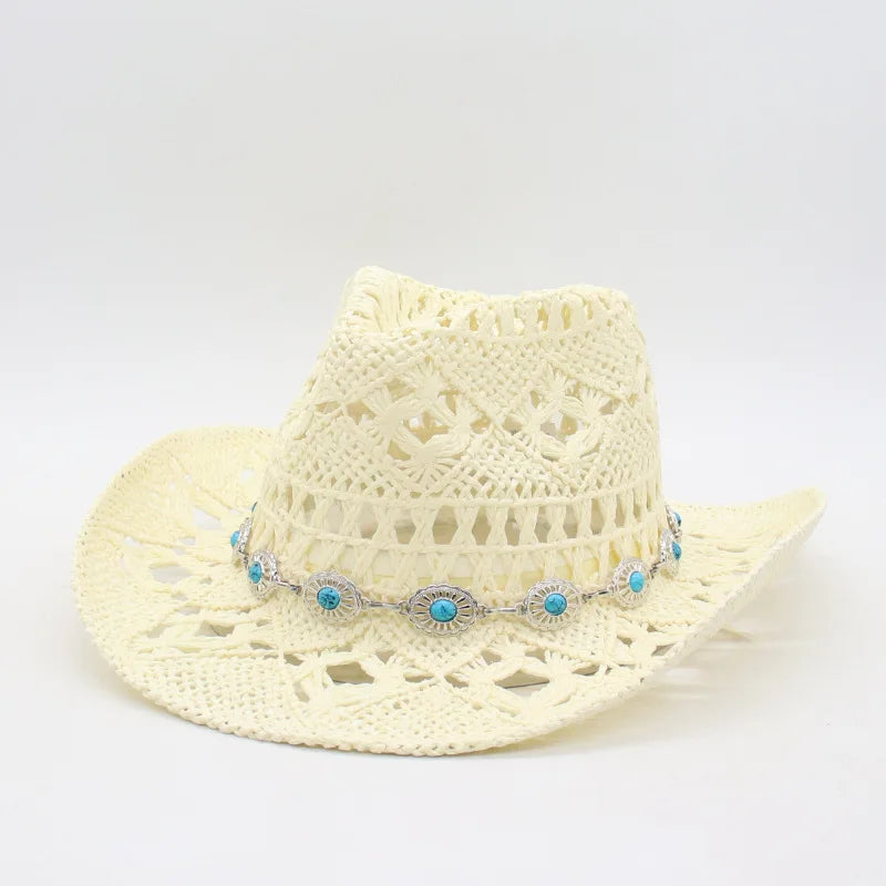 Boho Seashell Western Straw Hat