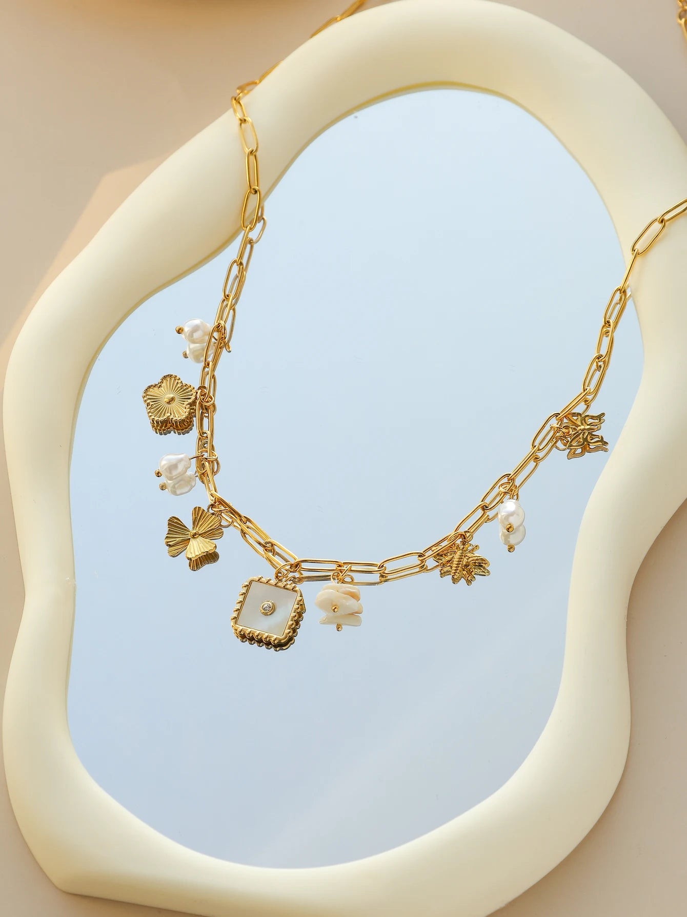 Golden Nature Charm Necklace