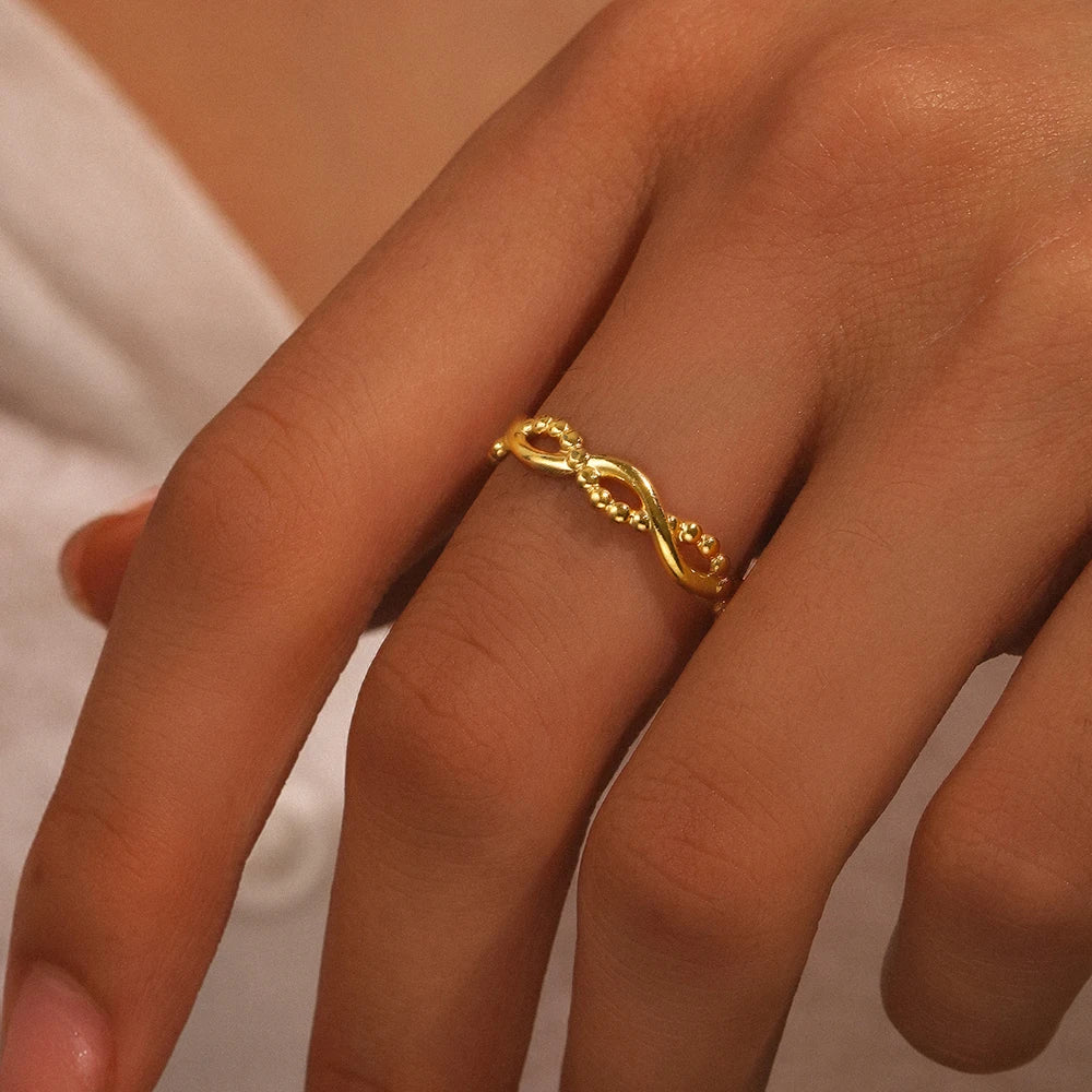 Geometric Hollow Open Ring – Gold-Tone Stainless Steel