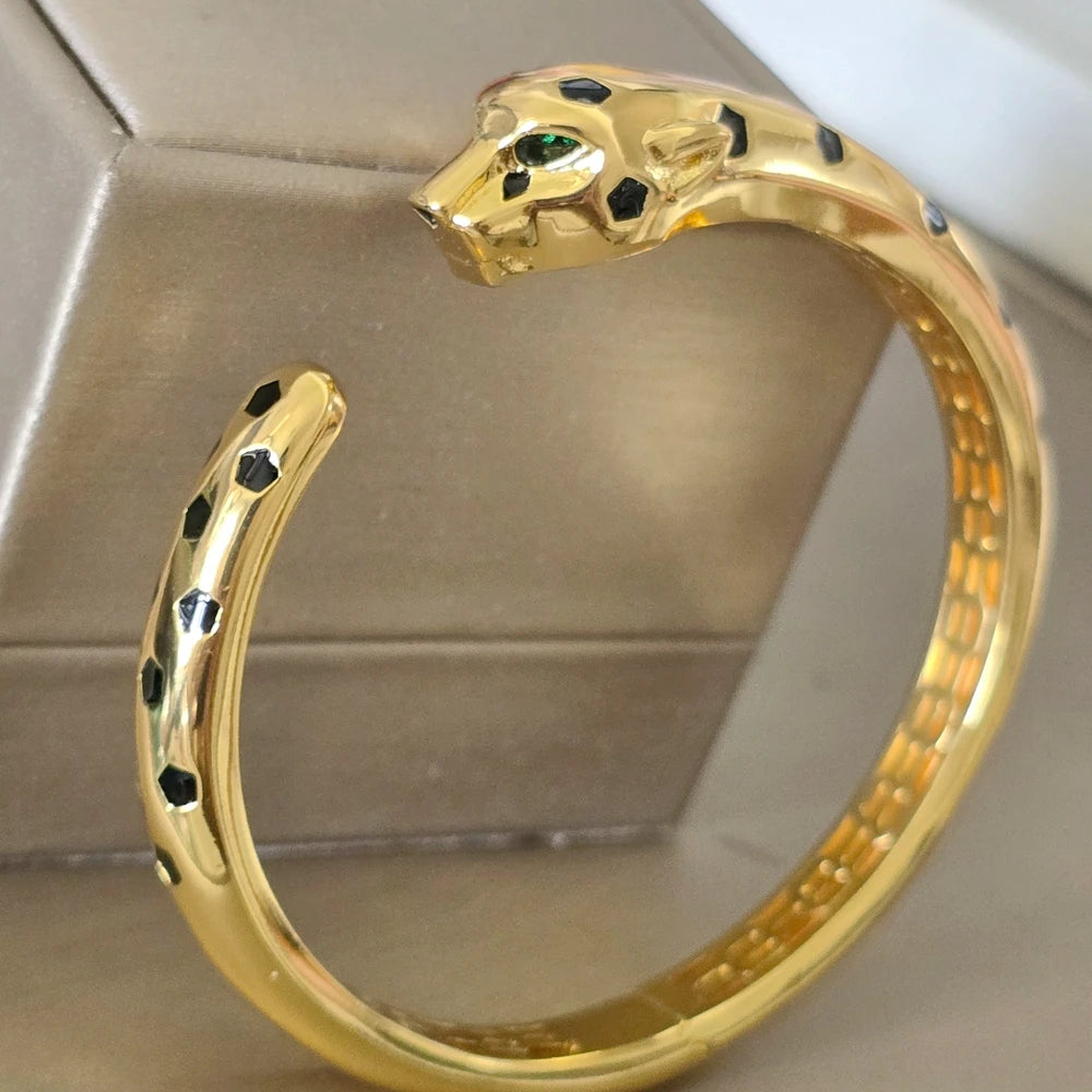 Gold Panther Head Cuff Bracelet – 2025 Designer-Inspired Open Bangle