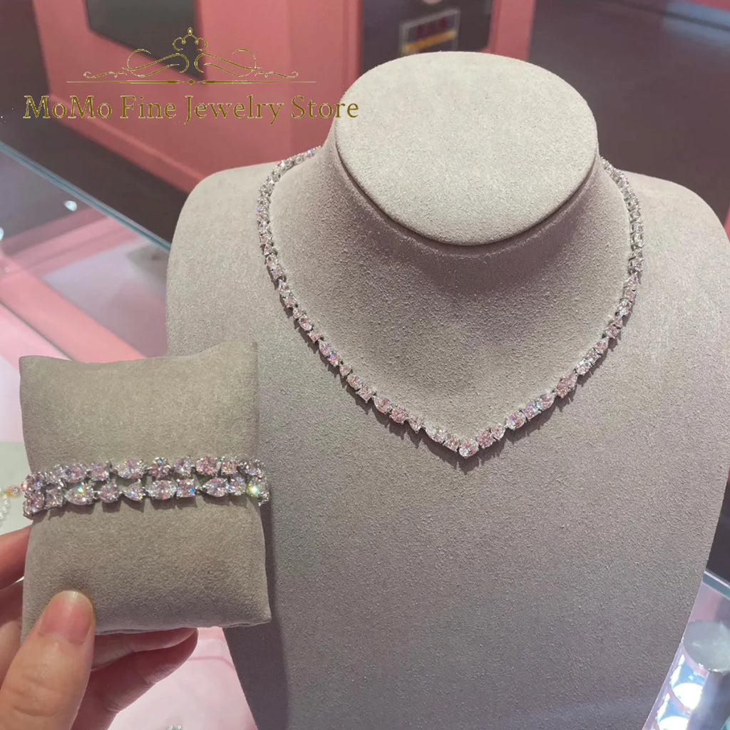 Elegant Anniversary Jewelry Set - Crystal Necklace, Earrings & Bracelet forWomen