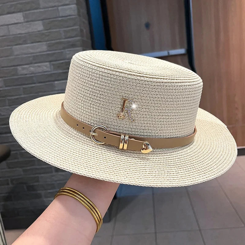 Soleil Elegance Flat Top Straw Hat