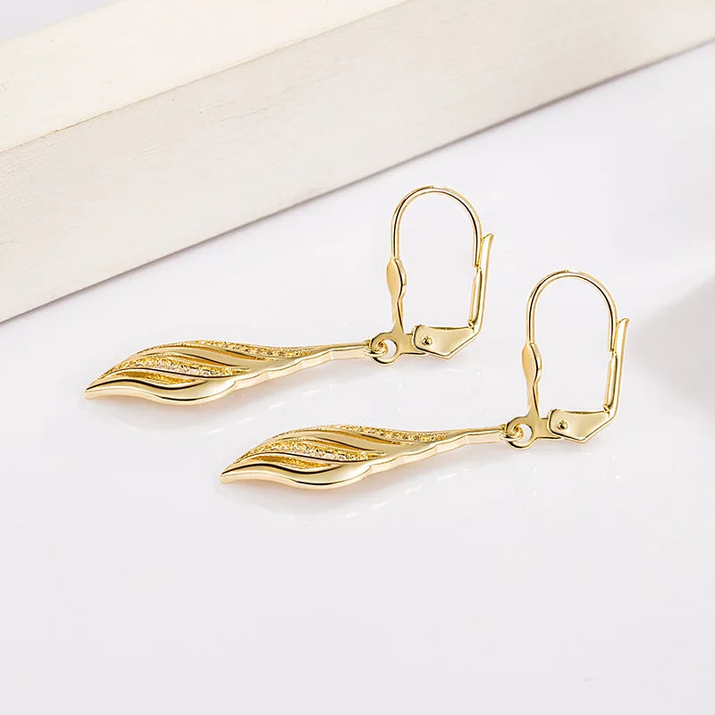 Luna Drop – Elegant Gold finish Leaf Earrings for Women
