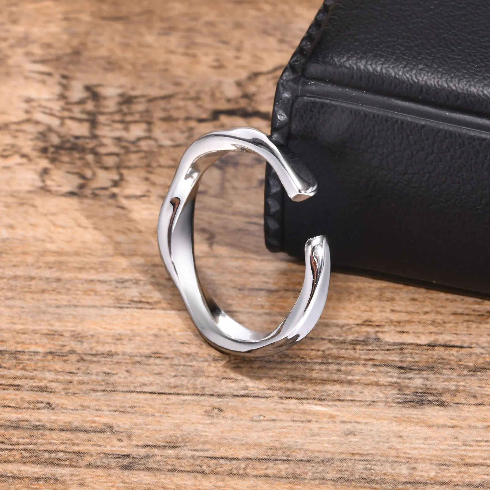 Silver Mobius Open Ring – Adjustable Minimal Design