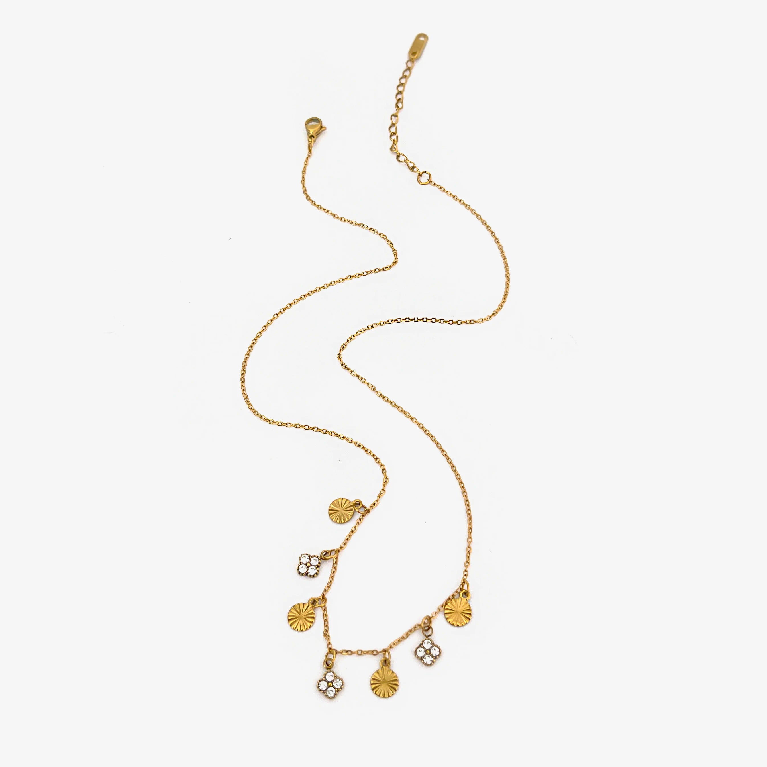 Peri'sbox 18K Gold Stainless Steel Tassel Choker Necklace – Elegant Geometric Disc Design