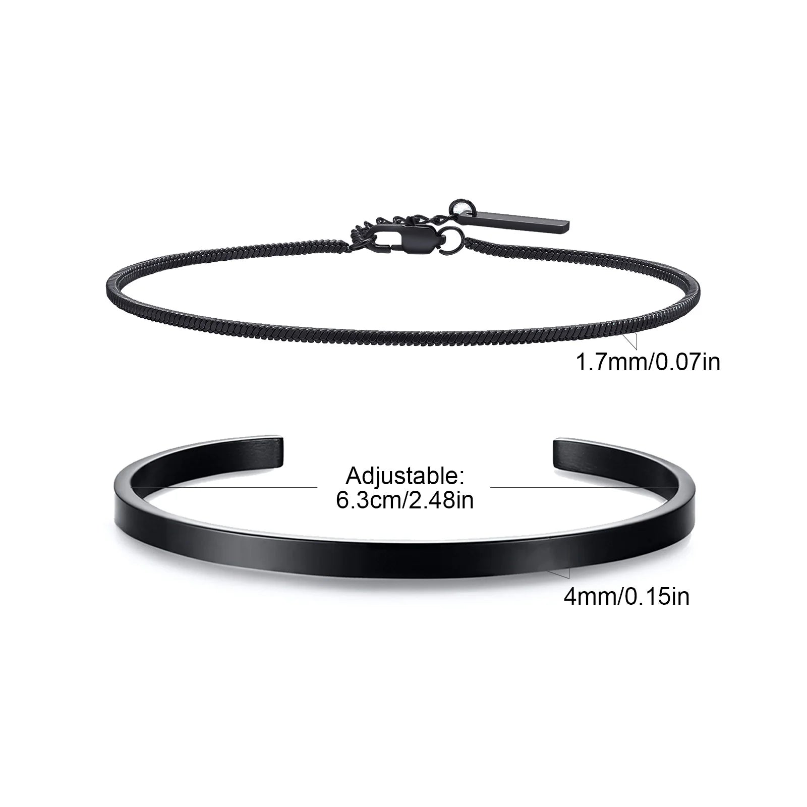 EternaSteel™ Dual Bracelet Set – Minimalist Cuff & Classic Chain Link