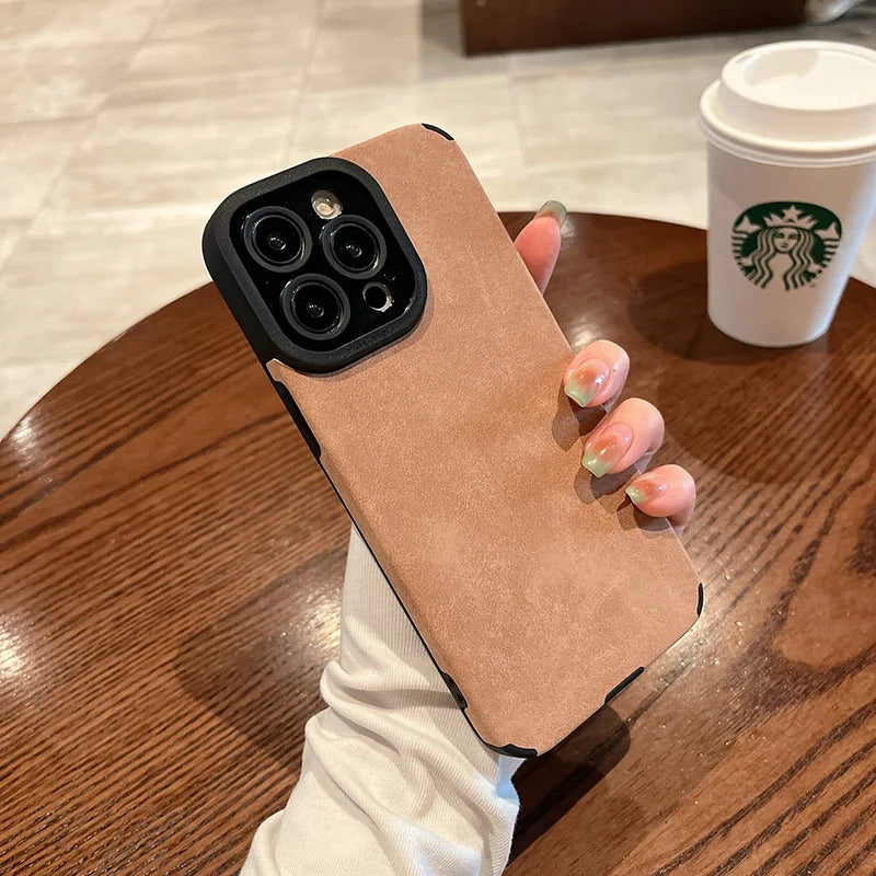 Premium Matte Leather Silicone Case for iPhone