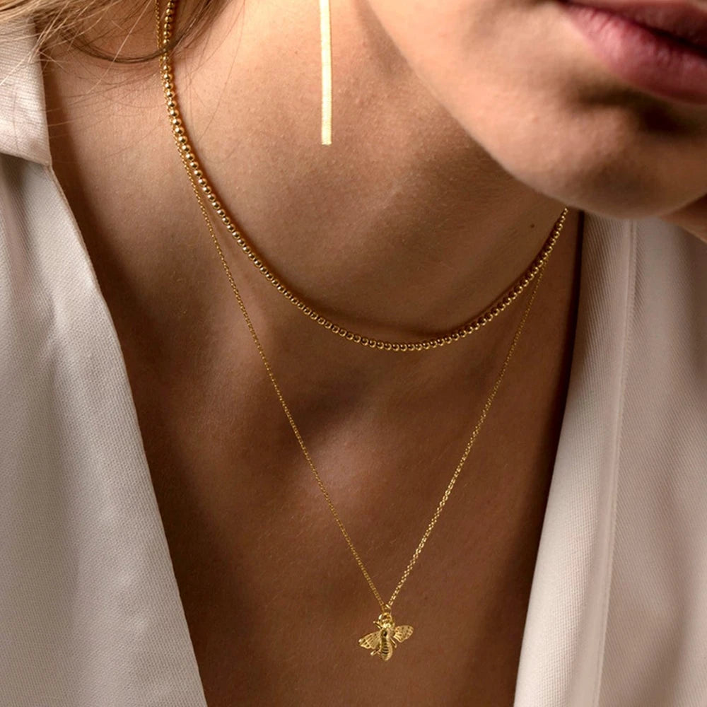 925 Sterling Silver Bee Pendant Necklace