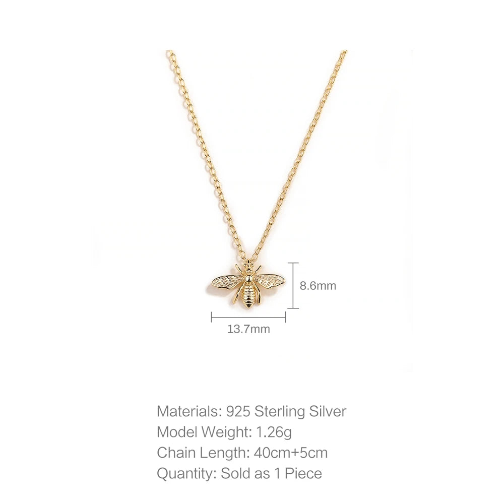 925 Sterling Silver Bee Pendant Necklace