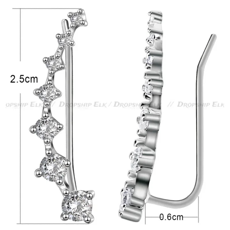 Zircon Star Flower Climber Earrings