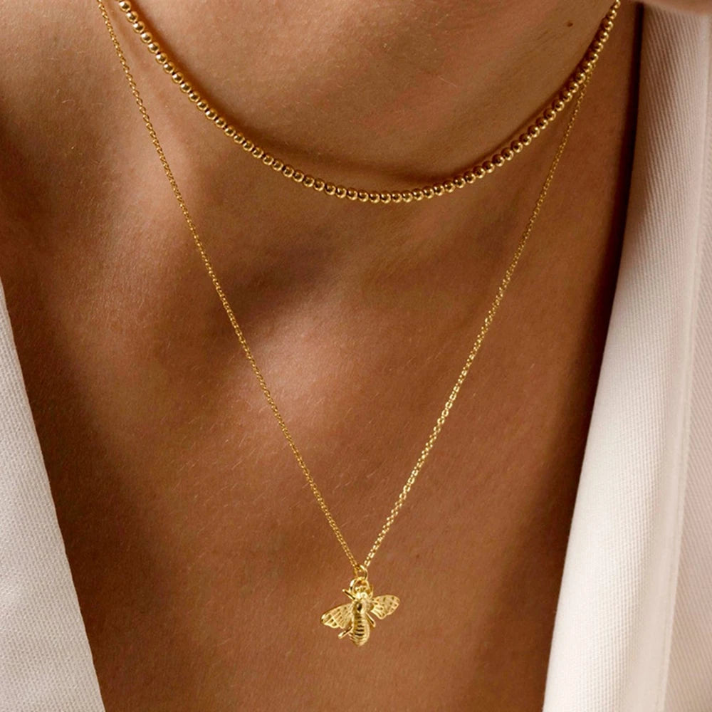 925 Sterling Silver Bee Pendant Necklace