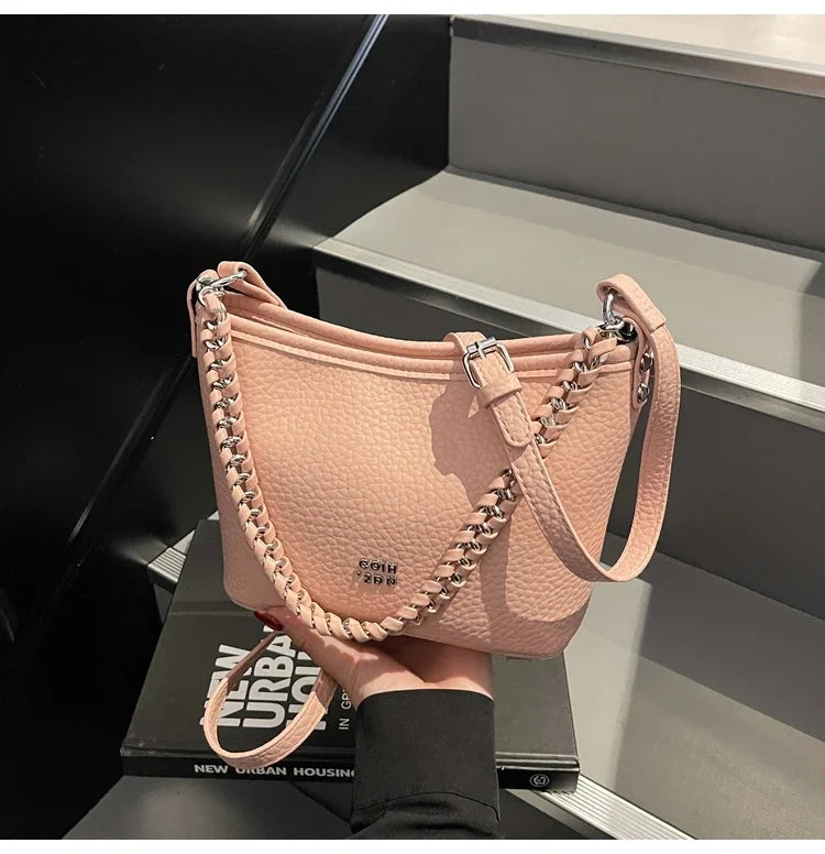 BS - Elegant PU Leather Tote Bag with Chain Strap