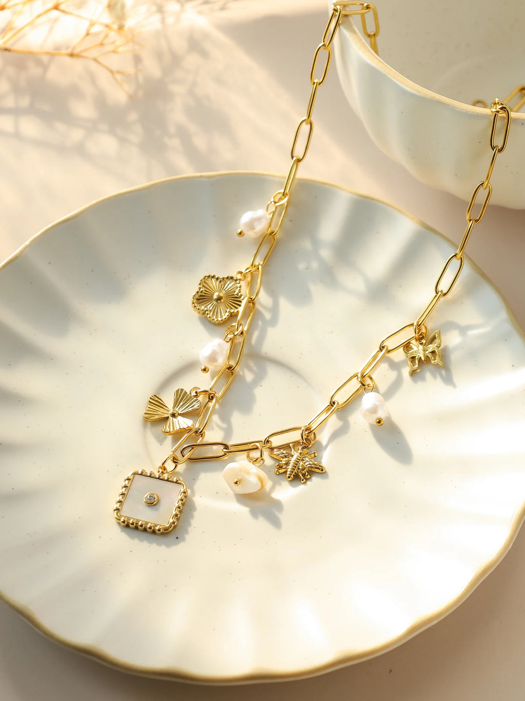 Golden Nature Charm Necklace