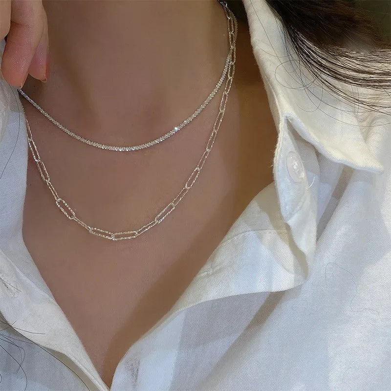 Minimalist Sparkling Silver Choker Necklace
