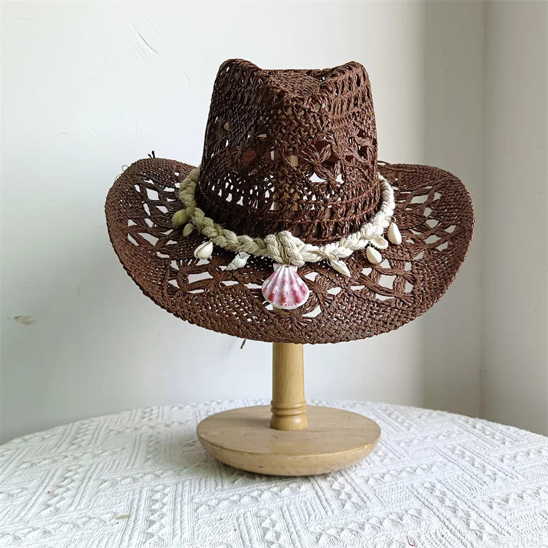 Shell Malan Retro Straw Cowboy Hat - 28 Color Option