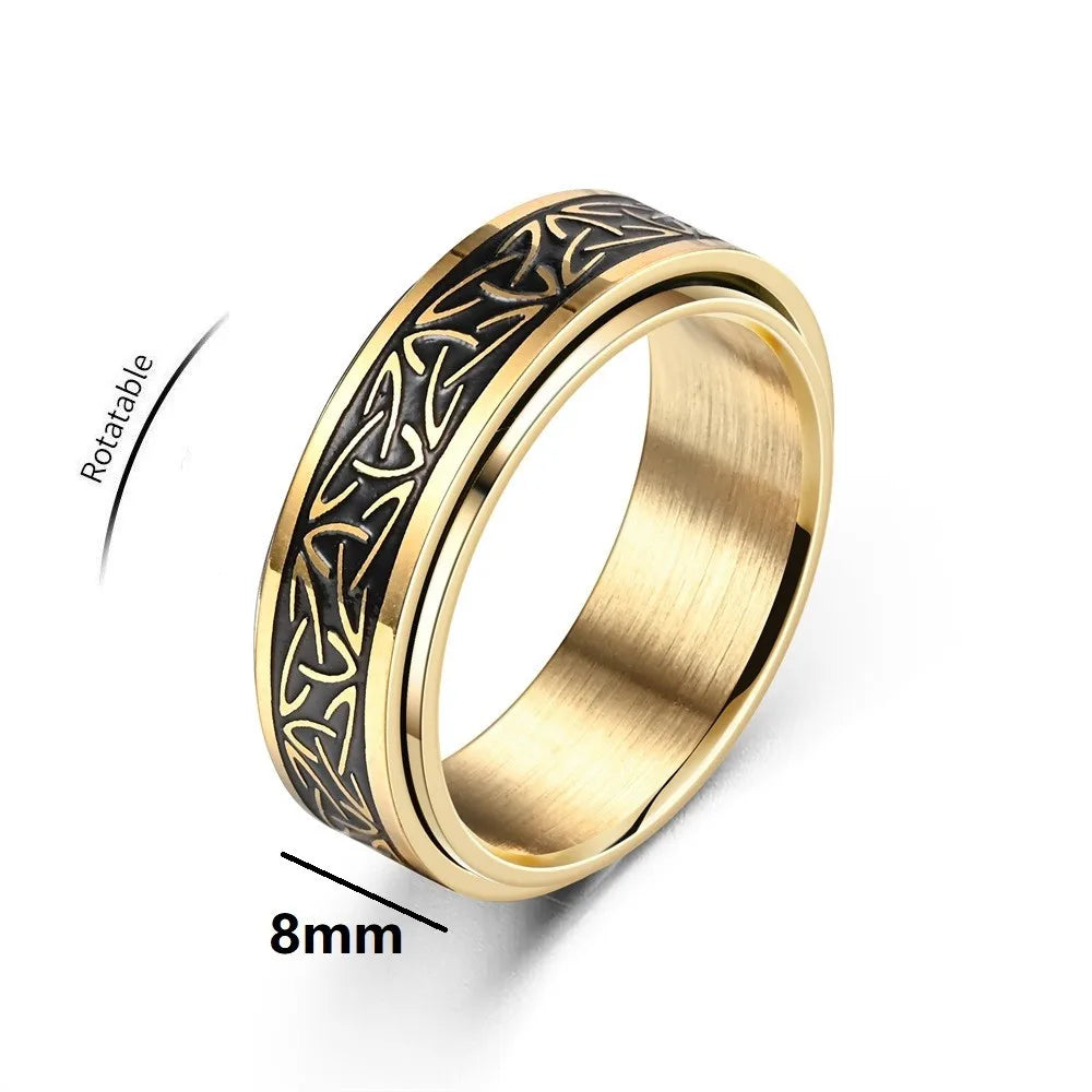Viking Celtic Knot Stainless Steel Spinner Ring – Anti-Stress Fidget Band for Men & Women