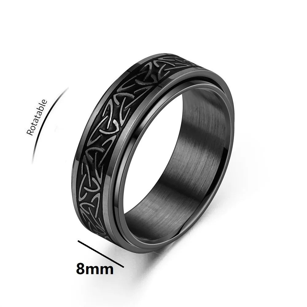 Viking Celtic Knot Stainless Steel Spinner Ring – Anti-Stress Fidget Band for Men & Women