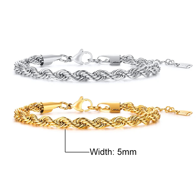 Vnox Rope Unisex Chain Bracelet