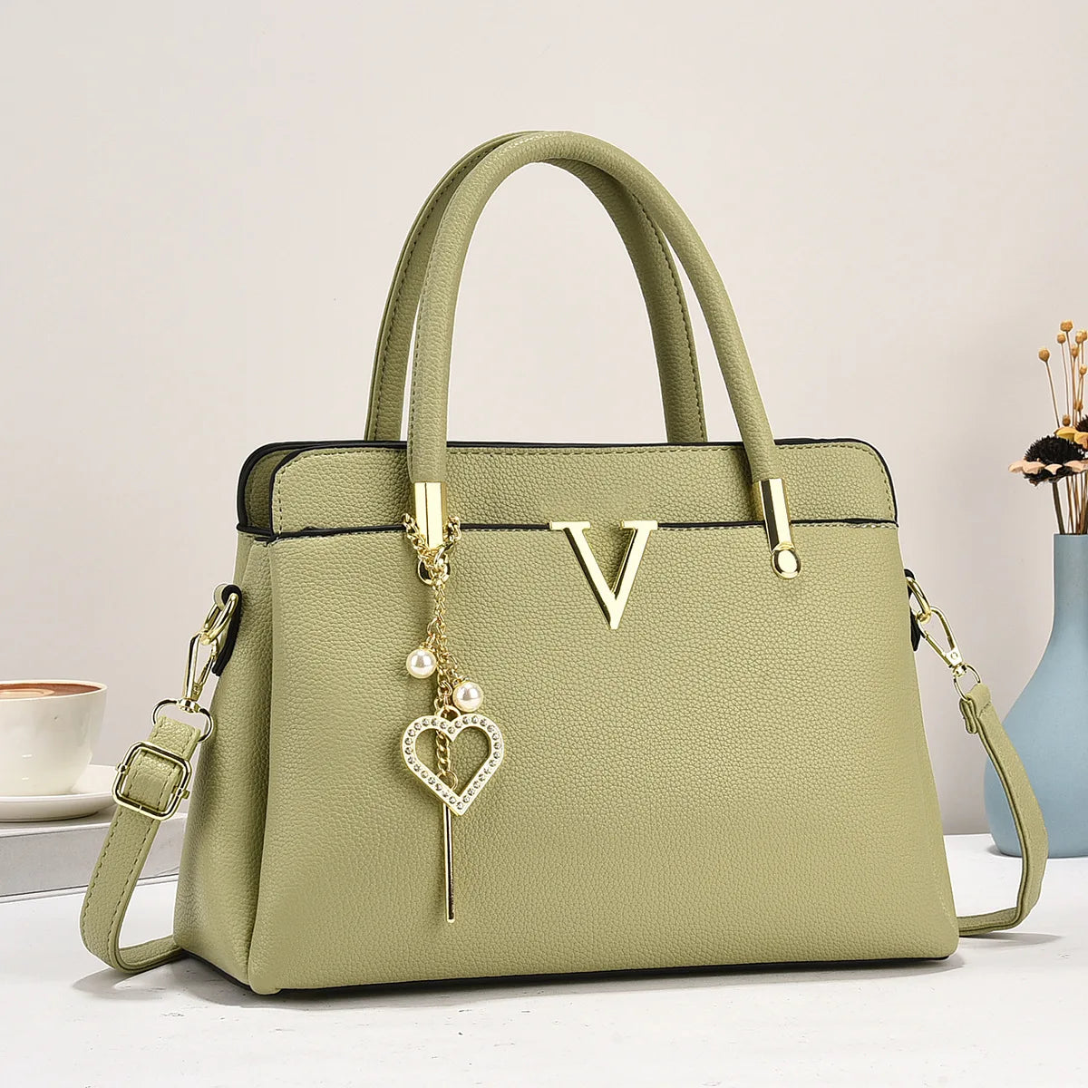 Classic White PU Leather Shoulder Handbag