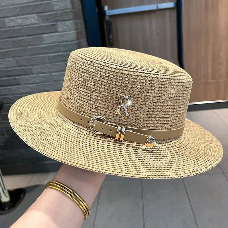 Soleil Elegance Flat Top Straw Hat