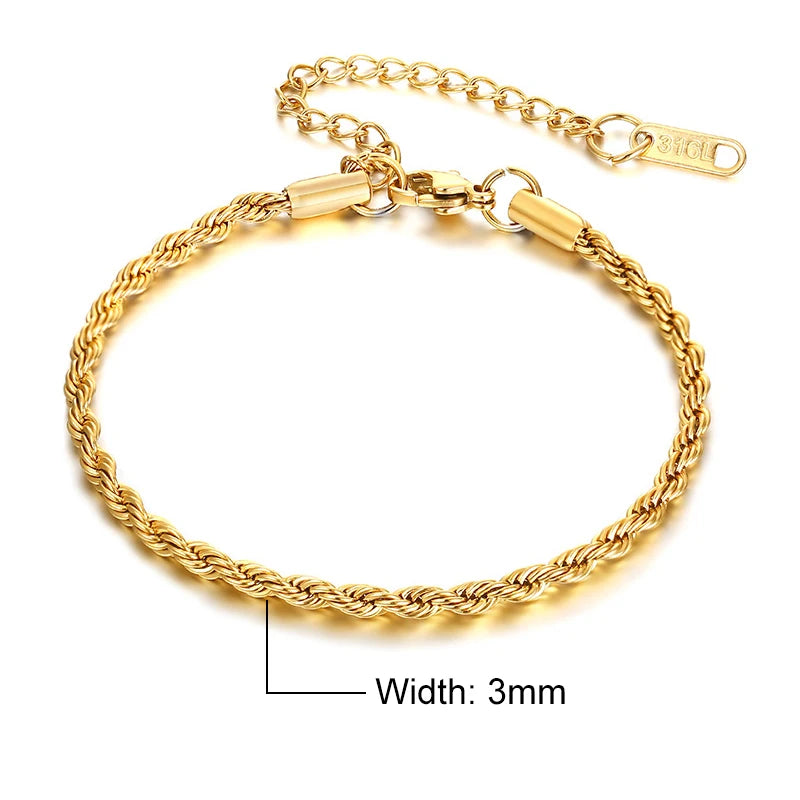Vnox Rope Unisex Chain Bracelet