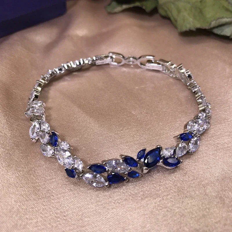 Elegant Anniversary Jewelry Set - Crystal Necklace, Earrings & Bracelet forWomen